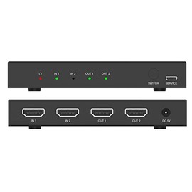 FOURKAY 2x2 8K@60Hz or 4k@120Hz UltraHD HDMI Splitter and Switch. 40Gbps. Connect two 8K displays to either of two 8K inputs. HDMI 2.1 HDCP 2.3