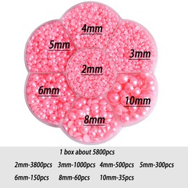 5800Pcs Half Pearls for Crafts, Flatback for Artwork Making, DIY Rhinestones Accessory Nail Art, Face Gems Jewels Flat Back Craft for Artist Creative - Pink