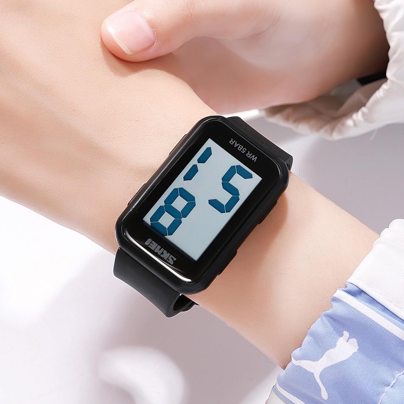 Extra Large Numbers Black Watch for Men, Waterproof Mens Digital