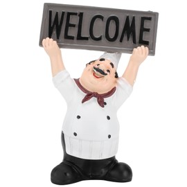 Chef Sculpture Raise Your Hands Welcome Resin France Cook Ornaments for Bakery Cafe Restaurant Bar