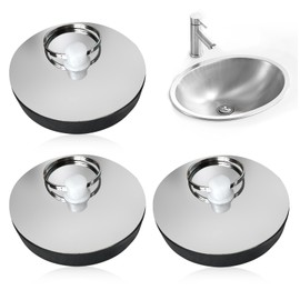 Pack of 3 Drain Plugs, Rubber Plugs, Washbasin, Bath Plug for Sink, Diameter 42-46 mm, Kitchen Sink Plug, Kitchen Plug for Bathtub