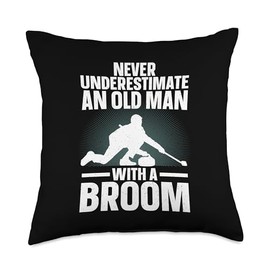 Curling Art For Men Grandpa Ice Curling Sport Lover Curling Throw Pillow