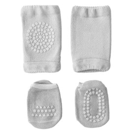 Rodillera para bebé, Antideslizante, Transpirable, de Silicona, de Algodón, sin Olor, Cómoda, para bebé, Rodillera y Calcetines para Gatear (M 1 a 3 Años)