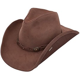 Stetson Men's Roxbury Shapeable Leather Cowboy Western Hat, Mocha, Large