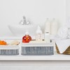 3 x Bamboo Storage Baskets, Fabric Cover, Shelf Basket, Rectangular,