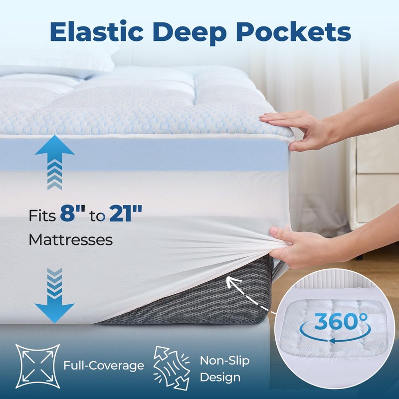 BDEUS 4 Inch Dual Layer Memory Foam Mattress Topper Full