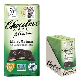 Chocolove Mint Crème Bars | 55% Cocoa | Infused with Dairy Free Peppermint Creme in Creamy Dark Chocolate | Non GMO, Rainforest Alliance Certified, 3.2oz Bar (10 Pack)