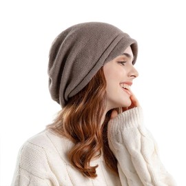 Kwatieh Women's Hat Scarf Set Hat Satin Lined Hat Women's Dark Blue Heated Hat Men's Hat Teddy Fleece Women's Hooded Hat for Men Gloves with Fur Women, khaki