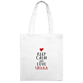 Jute Bag with Name Ursula - Keep Calm Motif - Colour White - Fabric Bag, Jute Bag, Hipster Bag, White