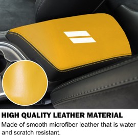 YOSRTER for Dodge Challenger Accessories 2015 2016 2017 2018 2019 2020 2021 2022 2023 2024 Center Console Armrest Cover Interior Box Anti-Scratch Leather Central Armrest Decoration (Yellow Trim