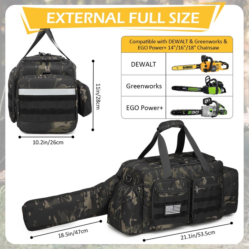 SLINRKE Chainsaw Carrying Case - Tactical Style Waterproof Storage Bag