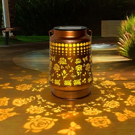 ANYTALK Rose Solar Lantern Lights, Outdoor Solar Lanterns Garden Decor, Hanging Solar Lantern for Backyard Porch Patio Table Yard Balcony Lawn Pathway, Gifts for Women Grandma Mom