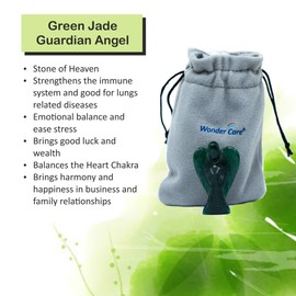 Wonder Care Pocket Guardian Angel Green Jade Crystal Natural Gemstone Reiki Healing Energy Carved Statue Figurines (1.5"-2.0") (pack of 2)