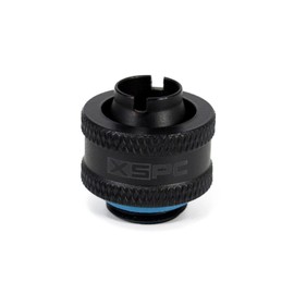 XSPC G1/4" to 3/8" ID, 1/2" OD Compression Fitting V2 for Soft Tubing and 90 Degree Rotary Fitting Bundle, Matte Black