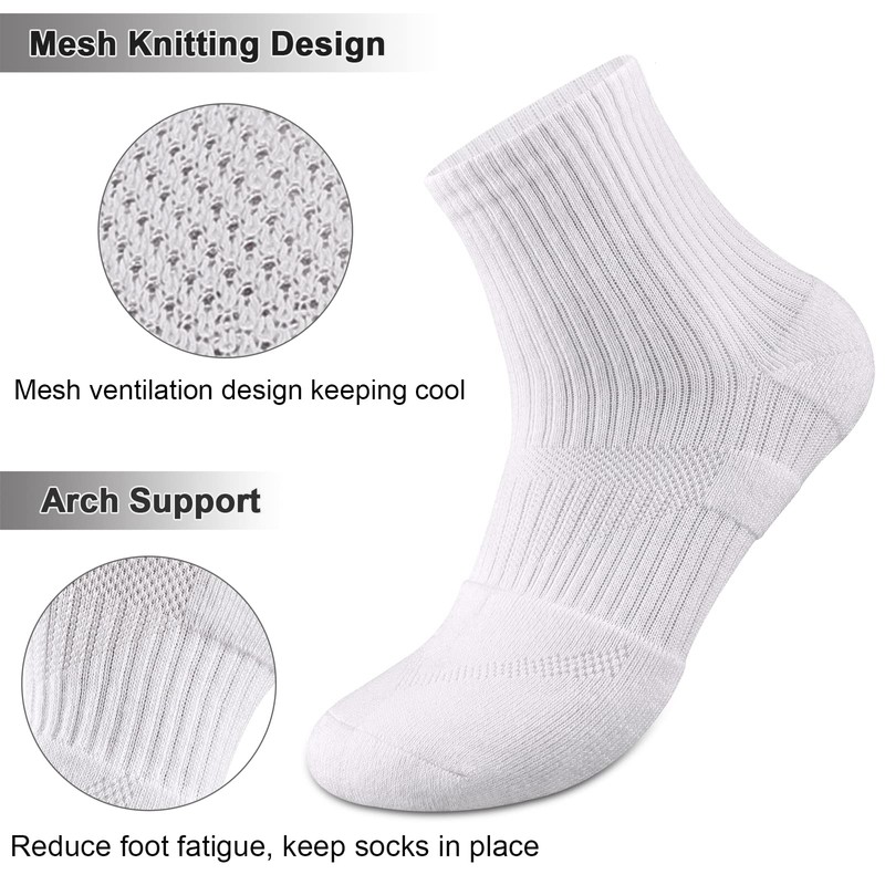 COOPLUS Calcetines deportivos de algodón para mujer, 6 pares, 6