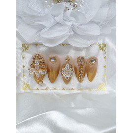 ❣High quality Lucky Gold Nail Tips - Long Ballerina / ❣고품격 럭키골드 네일팁 - 롱발레리나