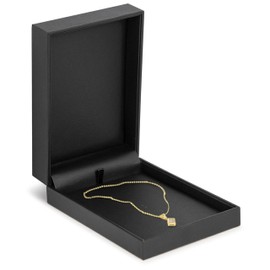 Luxurious Leather Jewelry Gift Box for Necklace Case - Leather Interior Necklace Box & Pendant Box - Ideal for Long Pendant or Small Necklace - Elegant Stitching with Matching Outer Box by AllurePack