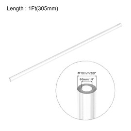 sourcing map 2pcs Clear Rigid Tubing Pipe 6mm(1/4") ID x 10mm(3/8") OD 1Ft(305mm) Round Plastic Polycarbonate Tube