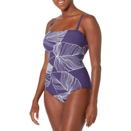 Gottex Women's Standard Natural Essence Bandeau One Piece, Ink/White, 16