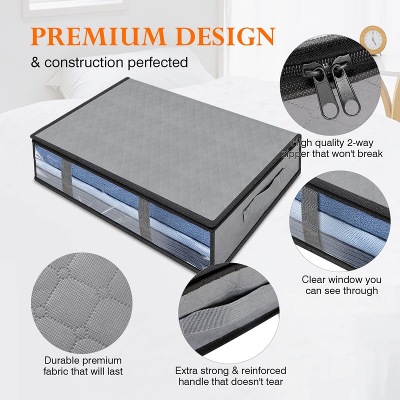 AiQInu Underbed Storage Box, Pack of 2 Underbed Storage Boxes