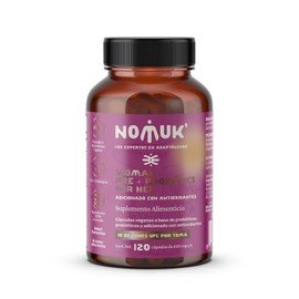 NOMUK Prebioticos y Probioticos Femeninos con Antioxidantes Naturales 7 Cepas + Inulina de Agave 10 Billones UFC Bienestar Digestivo e Íntimo 120 Cápsulas Veganas Sin Lactosa Gluten ni GMO Apto Keto