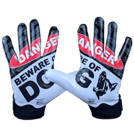 Battle Sports Beware of Dog Doom 1.0 Football Receiver Gloves (Adult, Small)