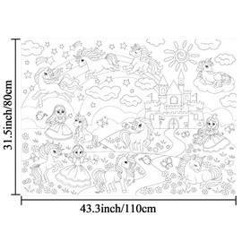 Unicorn Coloring Books for Kids Unicorn World Giant Coloring Poster Large Coloring Tablecloth Huge Table Cover for Boys Girls Birthday Party Supplies Favor 31.4 x 43.3 Inch
