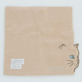 Paul & Joe ACCESSOIRES 107082-0502-04 Ladies' Mini Gauze Handkerchief (Beige) Cat [100% Cotton] Women's Handkerchief, 7.9 inches (20 cm), beige
