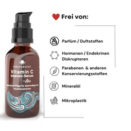 Vitamin C Intensive Serum + Aloe 50 ml I High Dose & Vegan I Anti-Ageing for Face I Against Pigment Spots & Pimples I Antioxidant I Fragrance-Free I Natural Cosmetics I Made in Germany I PERLENBUCHT