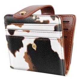 Simikol Small Wallets for Women Slim Minimalistfor Bifold Credit Card Holder for Pocket or Purse, Brown Cow, Compact