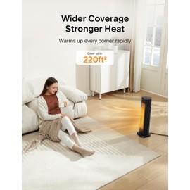 PELONIS Oscillating Ceramic Tower Indoor Space Heater for Home with Oscillation, Programmable Thermostat & ECO Mode, 12H Timer & Remote Control, Safety Protection, 23 Inches, 1500W, PHF15RSAPH23