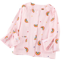 WEEOATAR Kids Hospital Gown Clothes for Post Shoulder Surgery Broken Arm Clothing, Full Open, Easy to Wear with Magic Stickers on Both Sides Suitable for Boys and Girls (Pink, 160cm/63.0in)