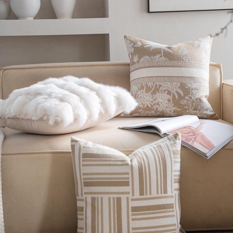 Croker Horse Premium Throw Pillow Covers 20x20 Inches - Oatmeal