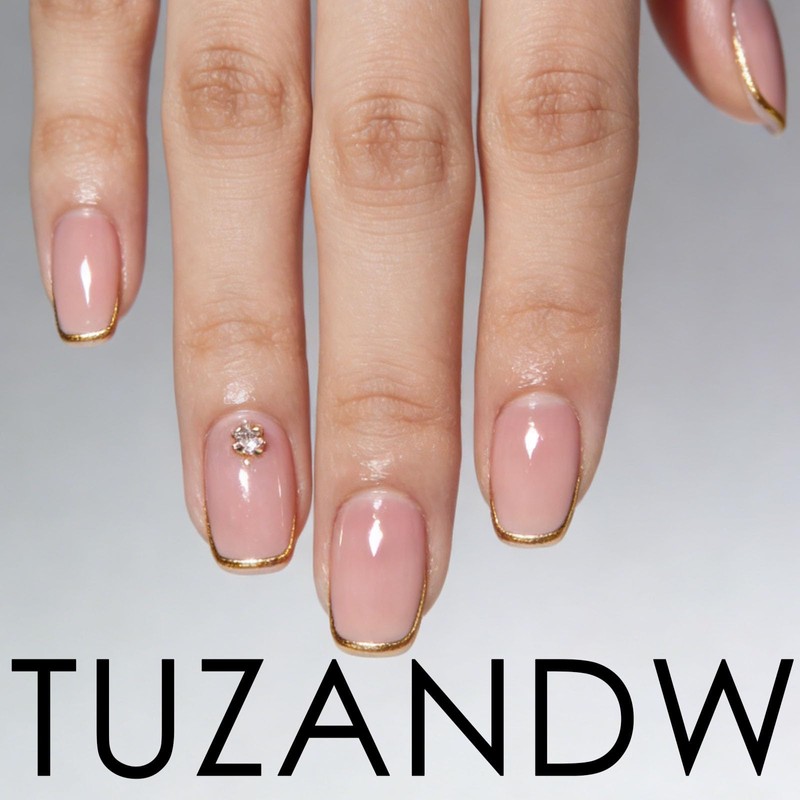 Red French Tip Press on Nails Short Almond Fake Nails