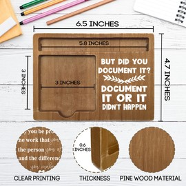 Inspirational Quotes Office Desk Decor Gift, 4x6 Inch Wooden Desk Note Pen Holder, Eucalyptus Print Decor for Home, Thank You Teachers Day Gifts for Family Friends-A12