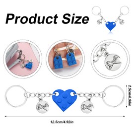 XIHIRCD Matching Brick Heart Keychain for Couples, Custom Couple Key Chain Pinky Promise Pendant Cute Couple & Friendship Gifts for Boyfriend Girlfriend Friend Couples(Dark Blue)