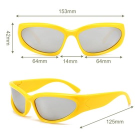 FOSDICK 3 Stück Rave Brille, Rave Sonnenbrille Damen, Raver Brille, Trendy Techno brille, Y2K Futuristische Sonnenbrillen, Wrap Around Sunglasses Woman, Sportbrille Damen mit UV Schutz