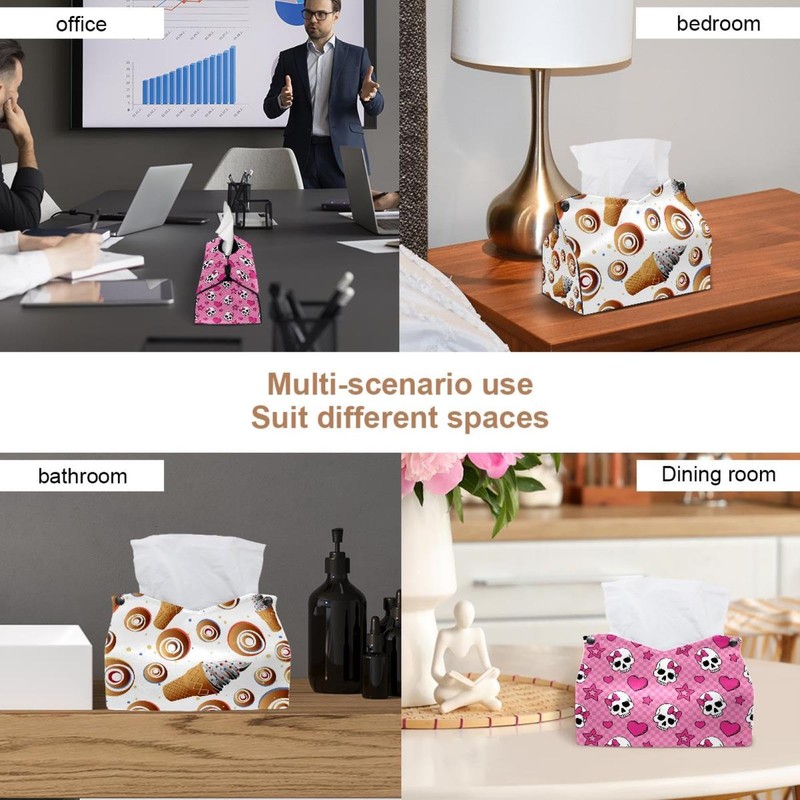 2 Pack Tissue Box Cover Holder, Star Ice Cream Patterns