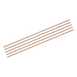 QUARKZMAN Pack of 5 Pure Copper Round Rod 5 mm / 0.2 Inch Diameter 300 mm / 12 Inch Length Solid Copper Rod Lathe Bar for DIY Metal Crafts Metalworking Hobbies
