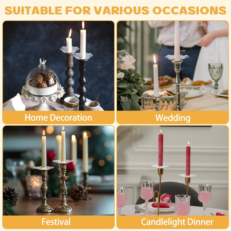 4 Pack Wavy Glass Bobeches for Candlestick Holders, Candle Drip