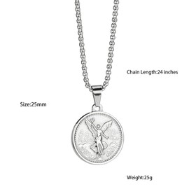 Mexican Coin Centenario Mexicano Moneda 50 Pesos Pendant Necklace,18K Pendant Necklace Men Coin Jewelry (Silver)