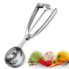 Ice Cream Scoops with Easy Trigger - Large Sized (6.3cm) 304 Stainless Steel Cookie Scoop for Meatballs, Mellon Balls, Mashed Potatoes and Muffins