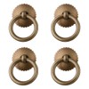 Tiazza 4Pcs Chinese Style Antique Brass Ring Pull Handle Kitchen