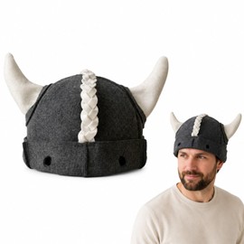 100% Wool Sauna Hat, Felt Viking Cap, Heat Protection Gray Hat