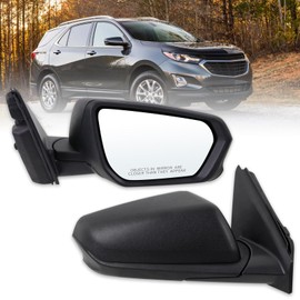 Lqito Right Passenger Side Mirror Compatible With 2018 2019 2020 2021 2022 2023 2024 Chevy Equinox With Manual Folding Power Glass Heated Matte Black Replace#84225383(5Pins)