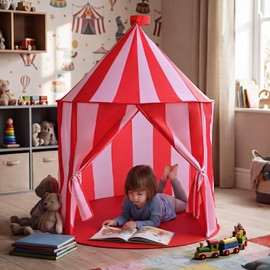 Capoda Circus Tent 41 x 41 x 45 Inch Large Red and White Striped Playhouse Carnival Party Supplies Decorations for Adults Play and Games Indoor and Outdoor Holiday Camping Activities