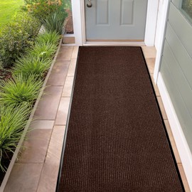 MaxMat® Extra Large Floor Mat - Heavy Duty, Waterproof, Low-Profile, Easy to Clean, Commercial Grade Doormat (3 x 10 Feet, Brown, MXM-RIB0310BR)
