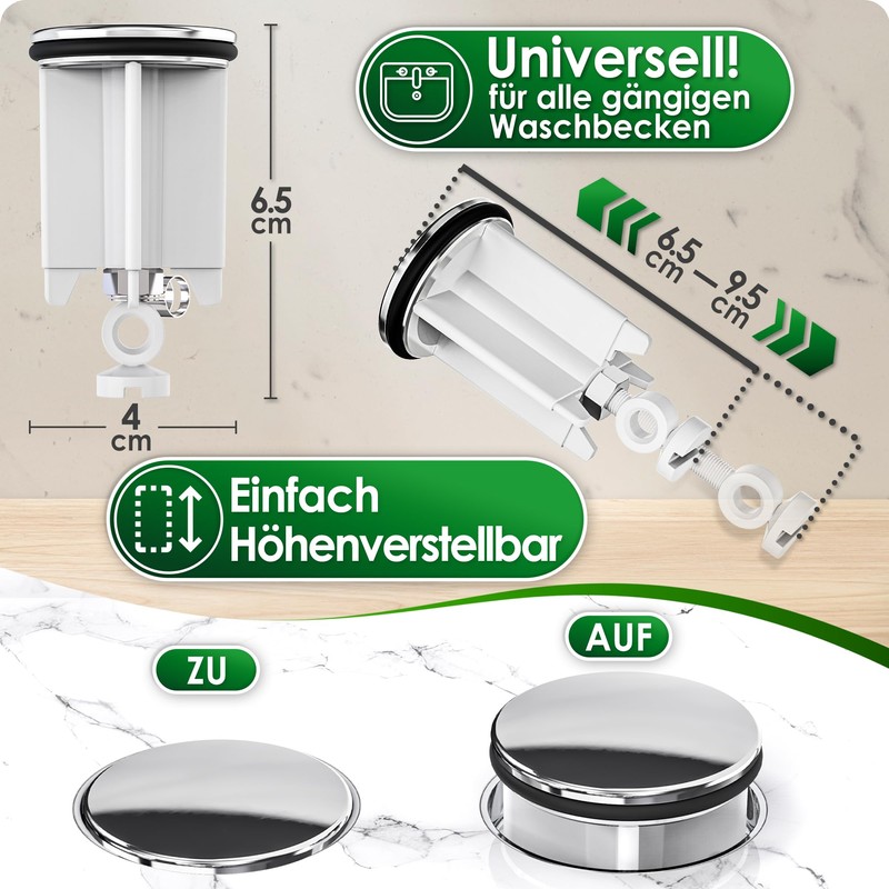 Kitchen Helpis® Universal Sink Plug 40mm Drain Plug Includes 1