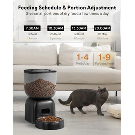 Automatic Cat Feeder, Cat Food Dispenser Battery-Operated with 180-Day Battery Life, Timed Pet Feeder for Cats and Dogs, Desiccant Bag, Programmable Portion Control, 4 Daily Meals, 10s Voice Recorder