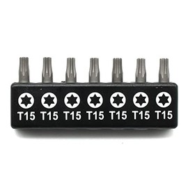 TMAX 7pc 1 Inch T15 Torx Bit Set - Quick Change Star Driver Bits for T15 (T-15) Screws and Heads